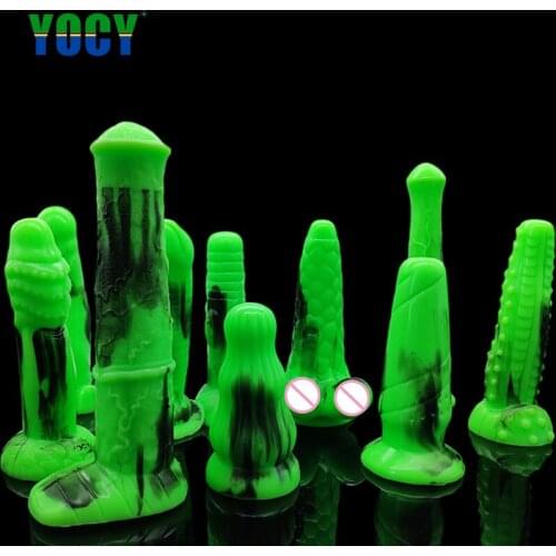 YOCY Green Black Dildos Animal Realistic Penis Sex Toys For Women Men Fantasy Dildo For Anal Massager G-spot Adult Toys Sex Shop