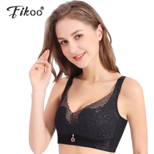 Fikoo Sexy Ultra-thin Bra Plus Size Lace Bras for Women Comfort Intimates Wirefree Brassiere Lingerie Big Size 44D 46E