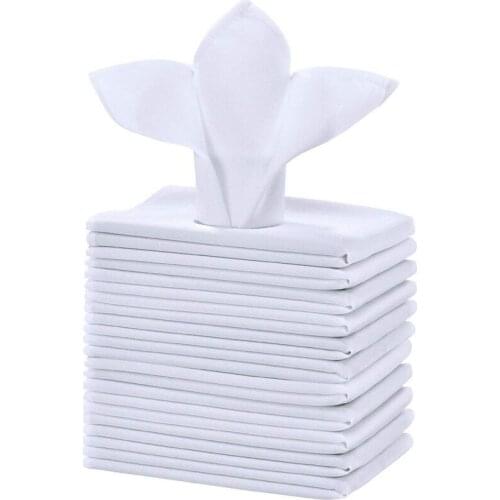 12Pcs Cotton Restaurant Dinner Cloth Satin White 50X50cm High-End Hotel Napkin