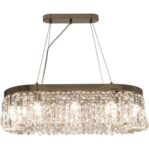 Jmmziuz Luxury modern chrome rectangular crystal chandelier living room kitchen island chandelier indoor ceiling lamp home