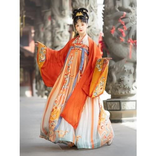 XinHuaEase Hanfu Chinese National Dresses Folk Dance Costume Women Traditional FAIRY Outfit Daily Tang Dynasty Cosplay Clothing