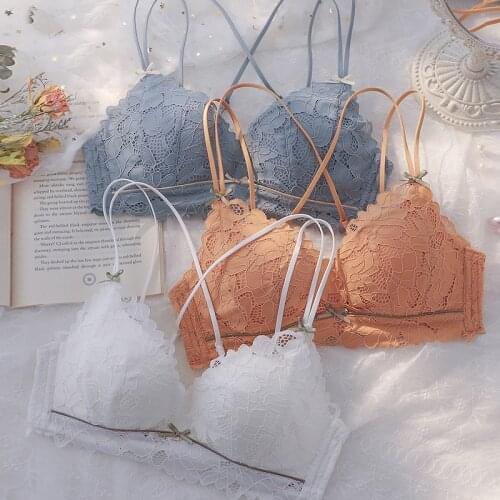 Floral Lace Bras for Women Sexy Lingerie Beauty Back Deep V Bralette Wire Free Thin Underwear Push Up Bra Female Brassiere