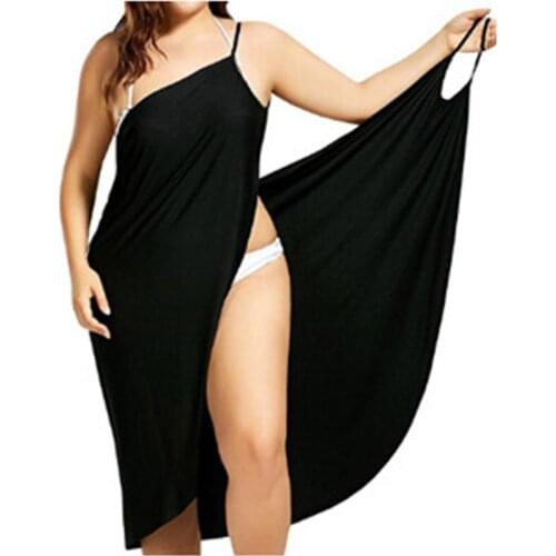 Summer Women Sexy Beach V-Neck Sling Dress Towel Backless Bathrobe Fast Dry Swimwear 2019 Women Tropical Dresses Plus Size S-5XL