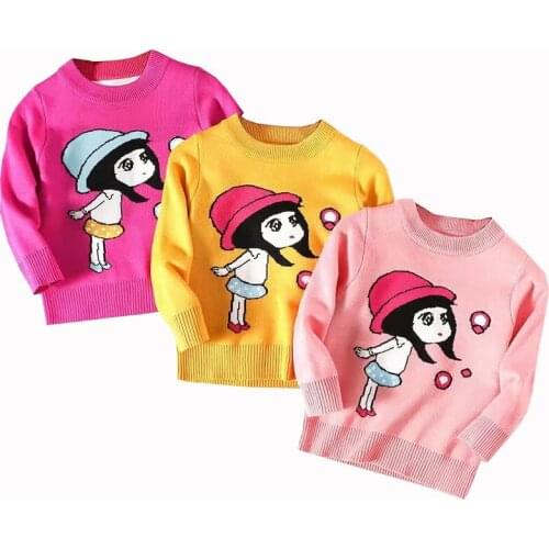Cute Cartoon Girls Sweaters Baby Kids Winter Clothes Cotton Blend Autumn Fall Children Pullover Knitted Wear