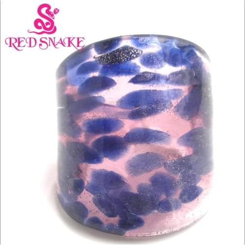 RED SNAKE Fashion Ring Pure Handmade lavender with blue drops design Semitransparent Murano Glass Rings