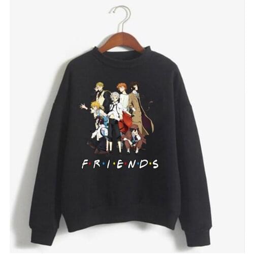 Friend HarajukuBungo Stray Dogs Print Sweatshirt Men Funny Anime Casual Loog Sleeve Sweatshirts Male Men Women