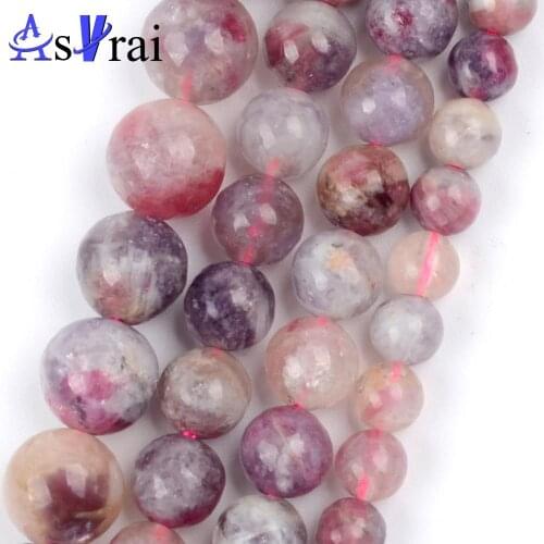 Natural Stone Plum Tourmaline Beads For Jewelry Making 4 6 8 10mm Round Loose Spacer Beads DIY Bracelet Necklace Accessories 15"
