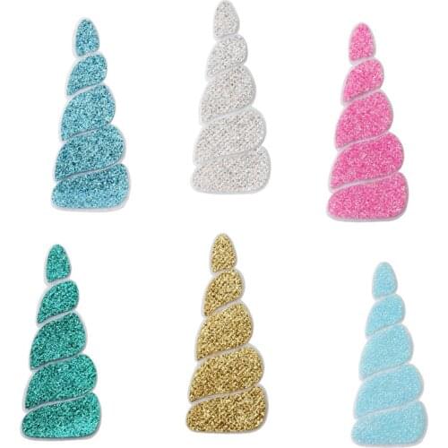 David accessories 30*76mm 10pcs/lot Glitter Unicorn Non-woven Patch DIY Bow Bag Shoes Decoration Handmade Material,10Yc7388