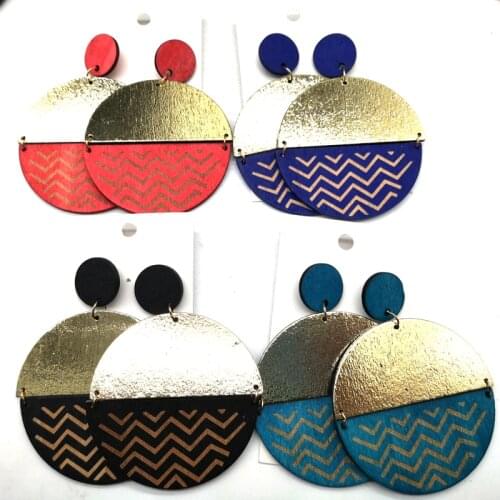 Newest Round Drop Wooden Earrings can mixed 4 colors