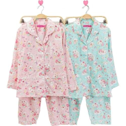 Japan Cartoon Twin Stars Sleepwear For Women Long Sleeve Shirt And Pants Set Suit Lolita Girls Melody Pajama Homewear Nightgown