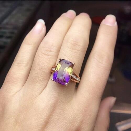 Rare color gemstone, natural amethyst lady ring, 925 silver, novel craftsmanship, beautiful colors