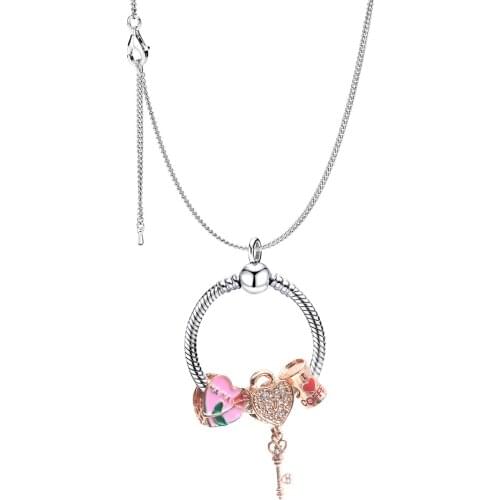 Seialoy New Cute Beaded Snake Chain Pendant Necklace Castle Charm Necklace For Women Original Fine Girl Jewelry Gift