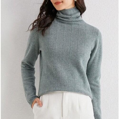 New pullover sweater long-sleeved high-neck solid color cashmere sweater simple and versatile sweater top