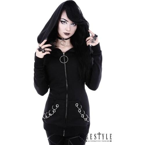 2020 Black Punk Long Sleeve Loose Hooded Clothes Harajuku Nightmare Before Christmas Gothic Hoodies Streetwear Stranger Things