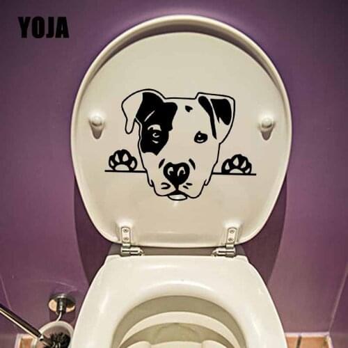 YOJA 22.8X16.8CM Wall Decal Dog Head Funny Puppy Pet Toilet Stickers Living Room Home Decor T5-1641