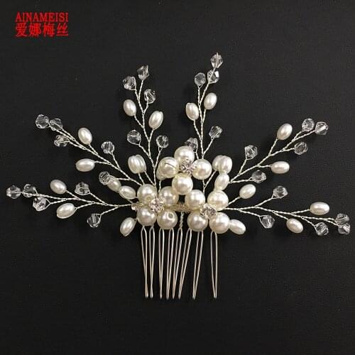 Bridal Hair Accessories Crystal Peals Hair Combs Wedding Hair Clips Hair Jewelry Handmade Women Hair Ornaments Headpieces