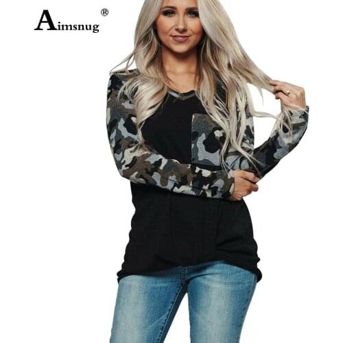 Plus Size 3xl New Patchwork Casual T-shirt Womens Top Long Sleeve O-neck Spring Autumn Camouflage Tees Shirt Femme Clothes 2020