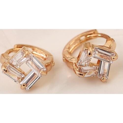 Hot Sale Fashion Brand Jewelry Women Charm Rose Gold Colors Hoop Earrings Cubic Zirconia Earrings For Women