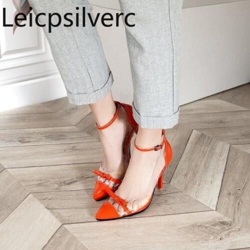 Pumps Spring and autumn The New Pointed Shallow mouth Buckle butterfly Knot Fine heel High heel Womens shoe plus size 28-54