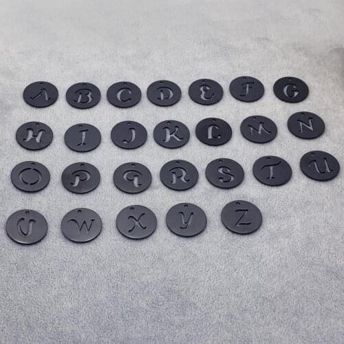 26pcs/Lot Stainless Steel Round A-Z Alphabet Whole 26 Letter Charm Pendant for DIY Making Jewelry 25mm