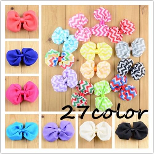 27pcs/lot 27color U Pick 4cm Chevron Chiffon Fabric Bows No Clips DIY girls Headband Hair Accessories HDJ30