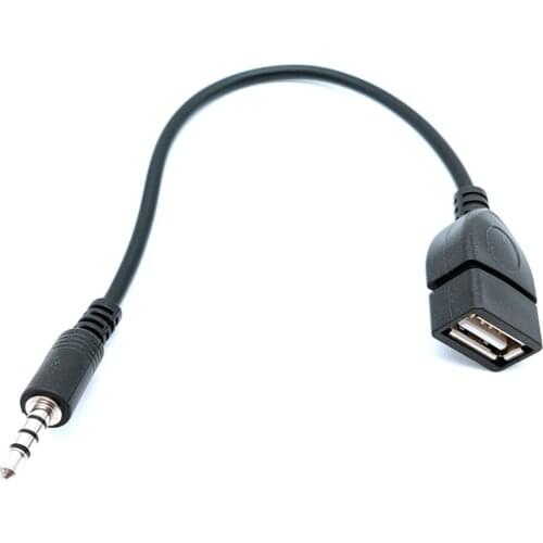 3.5mm Male Audio AUX Jack to USB 2.0 Type A Female OTG Converter Adapter Cable for Car MP3