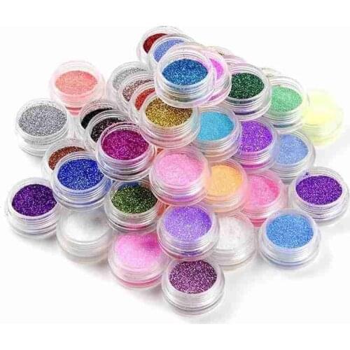 45Colors Glitter Nail Powder Fine Dust Powder Body Glitter Shimmer Powder Decoration For Face Body Eye Shadow Craft Cosmetics