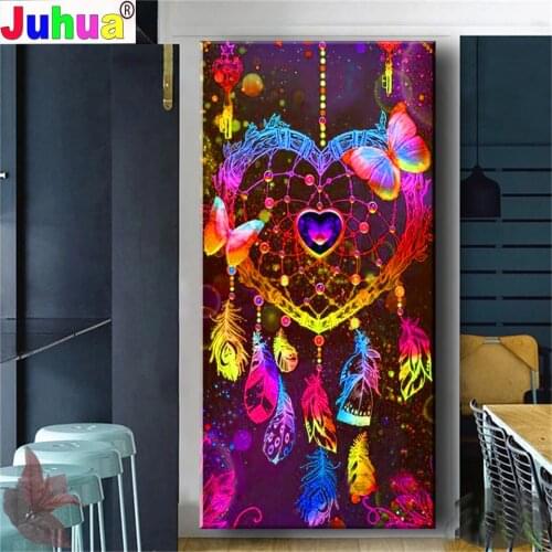 Large size diy 5D diamond painting Full drill Heart-shaped Dreamcatcher Feather diamond embroidery mosaic cross stitch