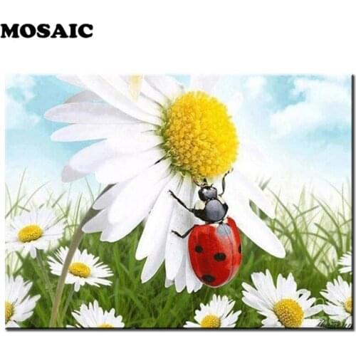 DIY Diamond Painting Portrait Full Square Drill Diamond Embroidery Daisy flower Rhinestones Mosaic Decor Home Gift