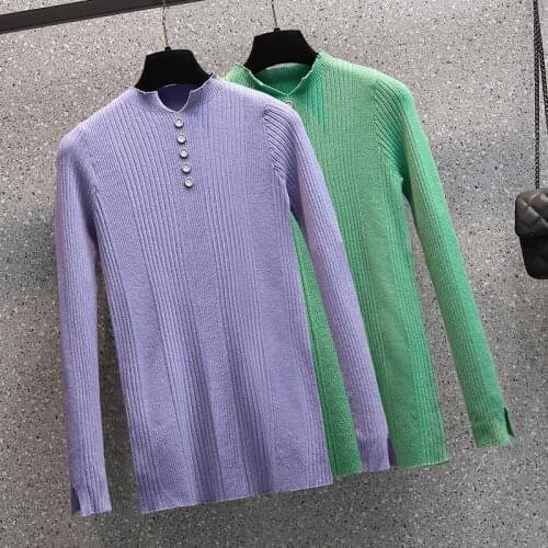 Basic Slim soft Pure color high neck Sweater pullovers For Women Casual Long Sleeve chic bottom Sweater Female Jumpers top