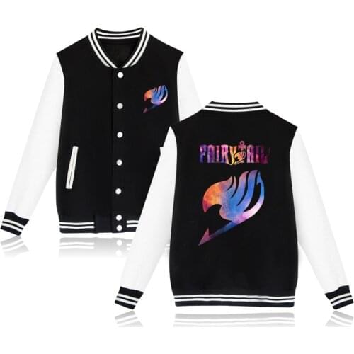 Fairy Tail Baseball Jacket Coat 4 Colors Parkas Autumn Winter Hoodies Sweashirt Harajuku Plus Size Tracksuit Moletom Masculino