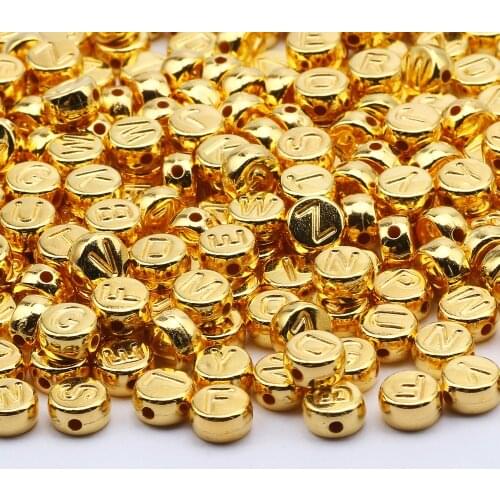 Mix Golden Acrylic Letter Beads 4x7mm Round Alphabet Spacer Loose Bead For Jewelry Making Diy Necklace Bracelet Accessories