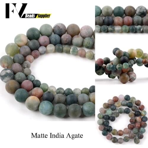 Natural Stone Beads Dull Polish Matte Indian Agates Round Beads Diy Jewelry 4 6 8 10 12mm Gem Ball For Needlework Accessories
