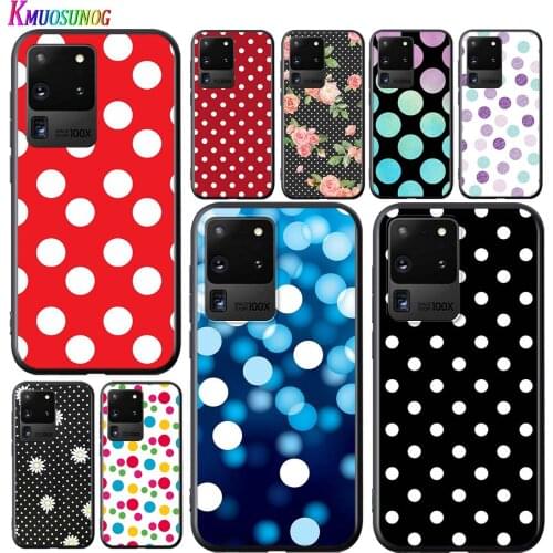 Polka Dots For Samsung Galaxy S20 Ultra Plus A21S A01 A11 A21 A31 A41 A51 A71 5G A91 Bright Black Phone Case