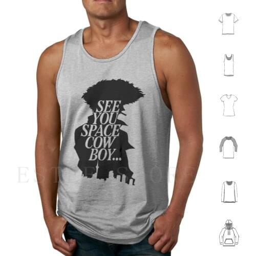 Cowboy Bebop-Spike Spiegel-See You Space Cow Boy... Tank Tops Vest Cotton Cowboy Cow Boy Bebop Cowboy Bebop Spike Spike