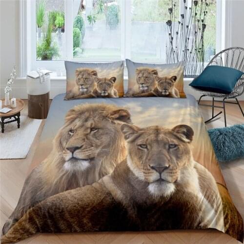 Home Living Luxury 3D Lion Bedding Set Comfortable Duvet Cover Set Kids Bedding Set Queen and King EU/US/AU/UK Size