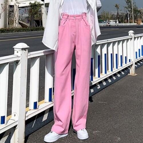 High Waist Adjusted Loose Straight Jeans White Y2K Wide Leg Denim Pants Women Streetpants Female Fall Summer Slim Trousers P047