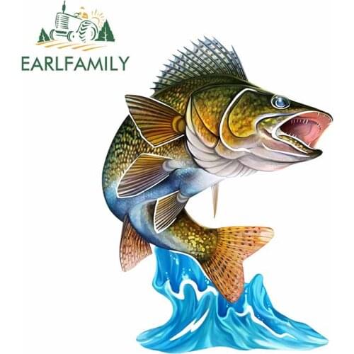 EARLFAMILY 13cm x 9.4cm For Fish Vinyl Material Car Stickers Graffiti Decal Waterproof Occlusion Scratch Suitable for VAN RV