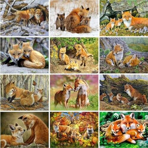 EverShine Full Square Diamond Painting Fox Diamond Art Embroidery Mosaic Animals Cross Stitch Sale Hobby Gift Wall Decoration