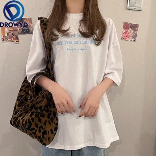 Summer Women White T-shirt Brand Letter Print Cotton T Shirts Female O-Neck Short Sleeve Tshirts Casual Loose Solid Tees Tops