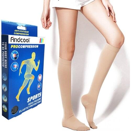 Findcool Gradient Compression Knee High Socks Closed Toe Women Men for Varicose Veins 34-46mmHg