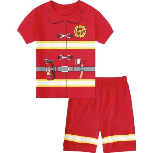 Summer Cosplay Costumes for Boys Kids Halloween Costume Child Fireman Uniform Carnival Party Fancy Suit
