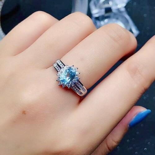 100% Real Topaz Ring for Party 5mm*7mm VVS Grade Topaz Silver Ring 925 Silver Topaz Jewelry Gift for Woman