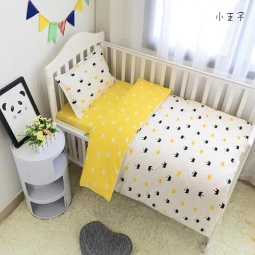 3Pcs Baby Bedding Set Cotton Cartoon Newborn Bed Linen Duvet Cover Infant Bed Flat Sheet Pillowcase Kids Room Decor Baby Bed Set