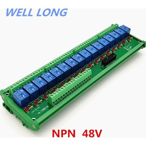 DIN Rail Mount 16 Channel NPN Type 48V 10A Power Relay Interface Module,SONGLE SRD-48VDC-SL-C Relay