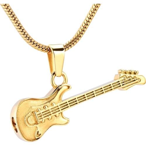 Music Instrument Collection Cremation Jewelry for Ashes Pendant Stainless Steel Keepsake Memorial Guitar Urn Necklace
