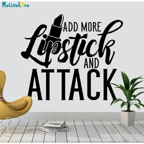 Add More Lipstuk Attack Wall Stickers Vinyl Beauty Salon Decor Makeup Extension Charm Girls Murals YT5571