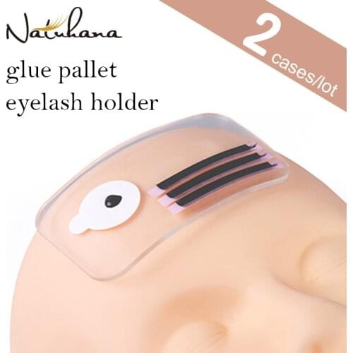NATUHANA 2pcs Forehead Transparent Sticker Lash Pad Silicone Flase Eyelash Extension Stand Pallet Tray Holder Eyelash Pad