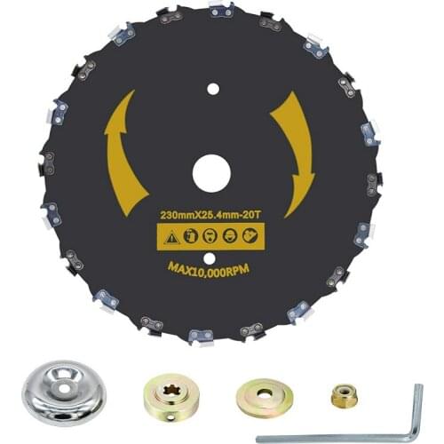 New Chainsaw 20 Tooth Brush Cutter Blade 9"/230mm Brush Blades with Saw Chain for Cutter Trimmer Weed Eater (Adapter Included)