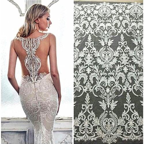 New embroidery African decorative fabric lace ivory lace for dress DIY